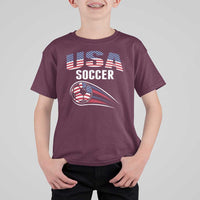 Patriotic USA Soccer Stars and Stripes Graphic T Shirt For Kid American Football Fan Game Day Spirit