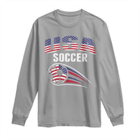 Patriotic USA Soccer Stars and Stripes Graphic Long Sleeve Shirt American Football Fan Game Day Spirit