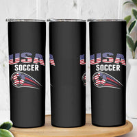 Patriotic USA Soccer Stars and Stripes Graphic Skinny Tumbler American Football Fan Game Day Spirit