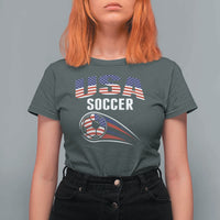 Patriotic USA Soccer Stars and Stripes Graphic T Shirt For Women American Football Fan Game Day Spirit