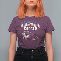 Patriotic USA Soccer Stars and Stripes Graphic T Shirt For Women American Football Fan Game Day Spirit