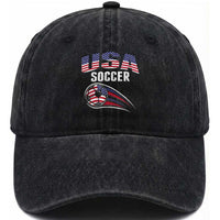 Patriotic USA Soccer Stars and Stripes Graphic Washed Cotton Baseball Cap American Football Fan Game Day Spirit