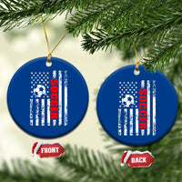 Distressed USA Flag Soccer Player Ceramic Ornament Patriotic American Football Lover