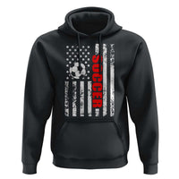 Distressed USA Flag Soccer Player Hoodie Patriotic American Football Lover