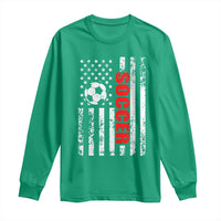 Distressed USA Flag Soccer Player Long Sleeve Shirt Patriotic American Football Lover