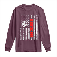 Distressed USA Flag Soccer Player Long Sleeve Shirt Patriotic American Football Lover