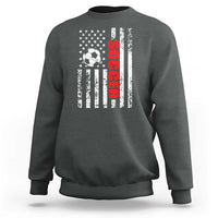 Distressed USA Flag Soccer Player Sweatshirt Patriotic American Football Lover