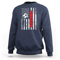 Distressed USA Flag Soccer Player Sweatshirt Patriotic American Football Lover