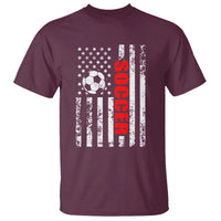 Distressed USA Flag Soccer Player T Shirt Patriotic American Football Lover