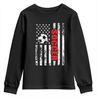 Distressed USA Flag Soccer Player Youth Sweatshirt Patriotic American Football Lover
