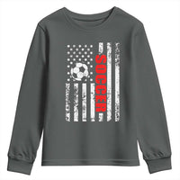 Distressed USA Flag Soccer Player Youth Sweatshirt Patriotic American Football Lover