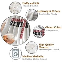 Soccer Senior Class of 2026 Typography Graphic Throw Blanket High School Varsity Athlete Graduation Gift