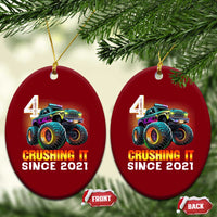 Monster Truck Birthday Ceramic Ornament Happy 4th Bday Party 4 Years Old Boy - Wonder Print Shop