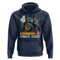 Monster Truck Birthday Hoodie Happy 4th Bday Party 4 Years Old Boy