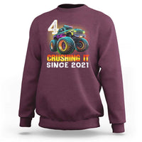 Monster Truck Birthday Sweatshirt Happy 4th Bday Party 4 Years Old Boy
