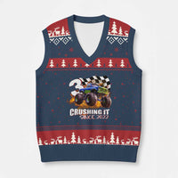 Monster Truck Birthday V-Neck Knit Sweater Vest Happy 3rd Bday Party 3 Years Old Boy - Wonder Print Shop