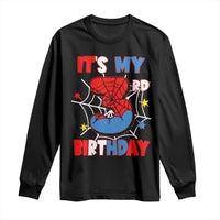 Spider Birthday Long Sleeve Shirt It's My 3rd Bday Party 3 Years Old Boy
