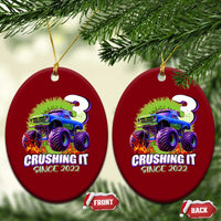 Monster Truck Birthday Ceramic Ornament 3 Years Old Boys Happy 3rd Bday Party - Wonder Print Shop