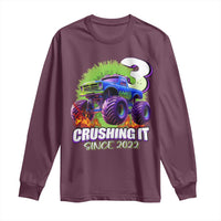 Monster Truck Birthday Long Sleeve Shirt 3 Years Old Boys Happy 3rd Bday Party