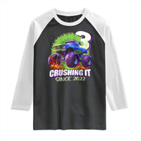 Monster Truck Birthday Raglan Shirt 3 Years Old Boys Happy 3rd Bday Party
