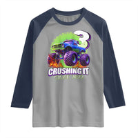 Monster Truck Birthday Raglan Shirt 3 Years Old Boys Happy 3rd Bday Party
