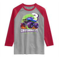 Monster Truck Birthday Raglan Shirt 3 Years Old Boys Happy 3rd Bday Party