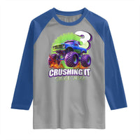 Monster Truck Birthday Raglan Shirt 3 Years Old Boys Happy 3rd Bday Party