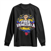 Free Venezuela Raised Fist Long Sleeve Shirt Libre Venezuelan Flag Map Liberation - Wonder Print Shop