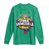 Free Venezuela Raised Fist Long Sleeve Shirt Libre Venezuelan Flag Map Liberation - Wonder Print Shop
