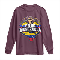 Free Venezuela Raised Fist Long Sleeve Shirt Libre Venezuelan Flag Map Liberation - Wonder Print Shop