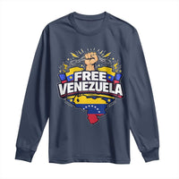Free Venezuela Raised Fist Long Sleeve Shirt Libre Venezuelan Flag Map Liberation - Wonder Print Shop