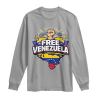 Free Venezuela Raised Fist Long Sleeve Shirt Libre Venezuelan Flag Map Liberation - Wonder Print Shop