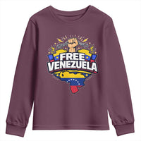 Free Venezuela Raised Fist Youth Sweatshirt Libre Venezuelan Flag Map Liberation - Wonder Print Shop