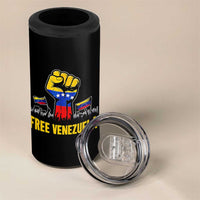 Free Venezuela Flag 4 in 1 Can Cooler Tumbler Raised Fist Resistance for Liberation Supporters - Wonder Print Shop