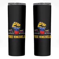Free Venezuela Flag Skinny Tumbler Raised Fist Resistance for Liberation Supporters - Wonder Print Shop