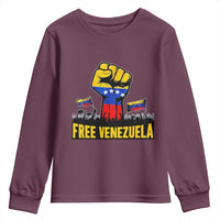 Free Venezuela Flag Youth Sweatshirt Raised Fist Resistance for Liberation Supporters - Wonder Print Shop