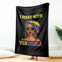 Stand With Venezuela Patriotic Throw Blanket Venezuelan Flag Empowering Afro Latina Messy Bun Bandana - Wonder Print Shop