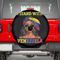 Stand With Venezuela Patriotic Spare Tire Cover Venezuelan Flag Empowering Afro Latina Messy Bun Bandana - Wonder Print Shop