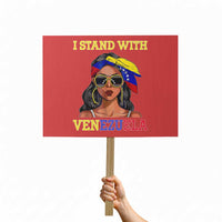 Stand With Venezuela Patriotic Protest Sign Venezuelan Flag Empowering Afro Latina Messy Bun Bandana
