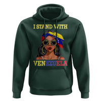 Stand With Venezuela Patriotic Hoodie Venezuelan Flag Empowering Afro Latina Messy Bun Bandana - Wonder Print Shop