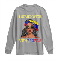 Stand With Venezuela Patriotic Long Sleeve Shirt Venezuelan Flag Empowering Afro Latina Messy Bun Bandana - Wonder Print Shop