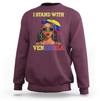Stand With Venezuela Patriotic Sweatshirt Venezuelan Flag Empowering Afro Latina Messy Bun Bandana - Wonder Print Shop