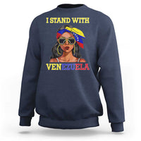 Stand With Venezuela Patriotic Sweatshirt Venezuelan Flag Empowering Afro Latina Messy Bun Bandana - Wonder Print Shop