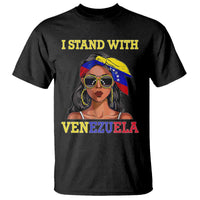 Stand With Venezuela Patriotic T Shirt Venezuelan Flag Empowering Afro Latina Messy Bun Bandana - Wonder Print Shop