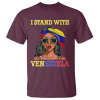 Stand With Venezuela Patriotic T Shirt Venezuelan Flag Empowering Afro Latina Messy Bun Bandana - Wonder Print Shop
