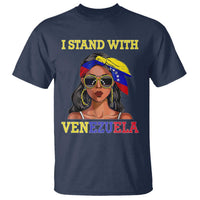 Stand With Venezuela Patriotic T Shirt Venezuelan Flag Empowering Afro Latina Messy Bun Bandana - Wonder Print Shop