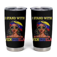 Stand With Venezuela Patriotic Tumbler Cup Venezuelan Flag Empowering Afro Latina Messy Bun Bandana - Wonder Print Shop