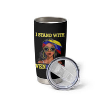 Stand With Venezuela Patriotic Tumbler Cup Venezuelan Flag Empowering Afro Latina Messy Bun Bandana - Wonder Print Shop