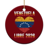 Venezuela Libre 2026 Ceramic Ornament Venezuelan Flag Heart Freedom and National Pride - Wonder Print Shop