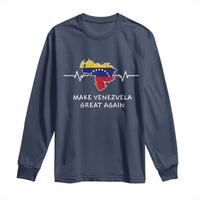 Make Venezuela Great Again Long Sleeve Shirt Patriotic Support Heartbeat Distressed Map Graphic - Wonder Print Shop